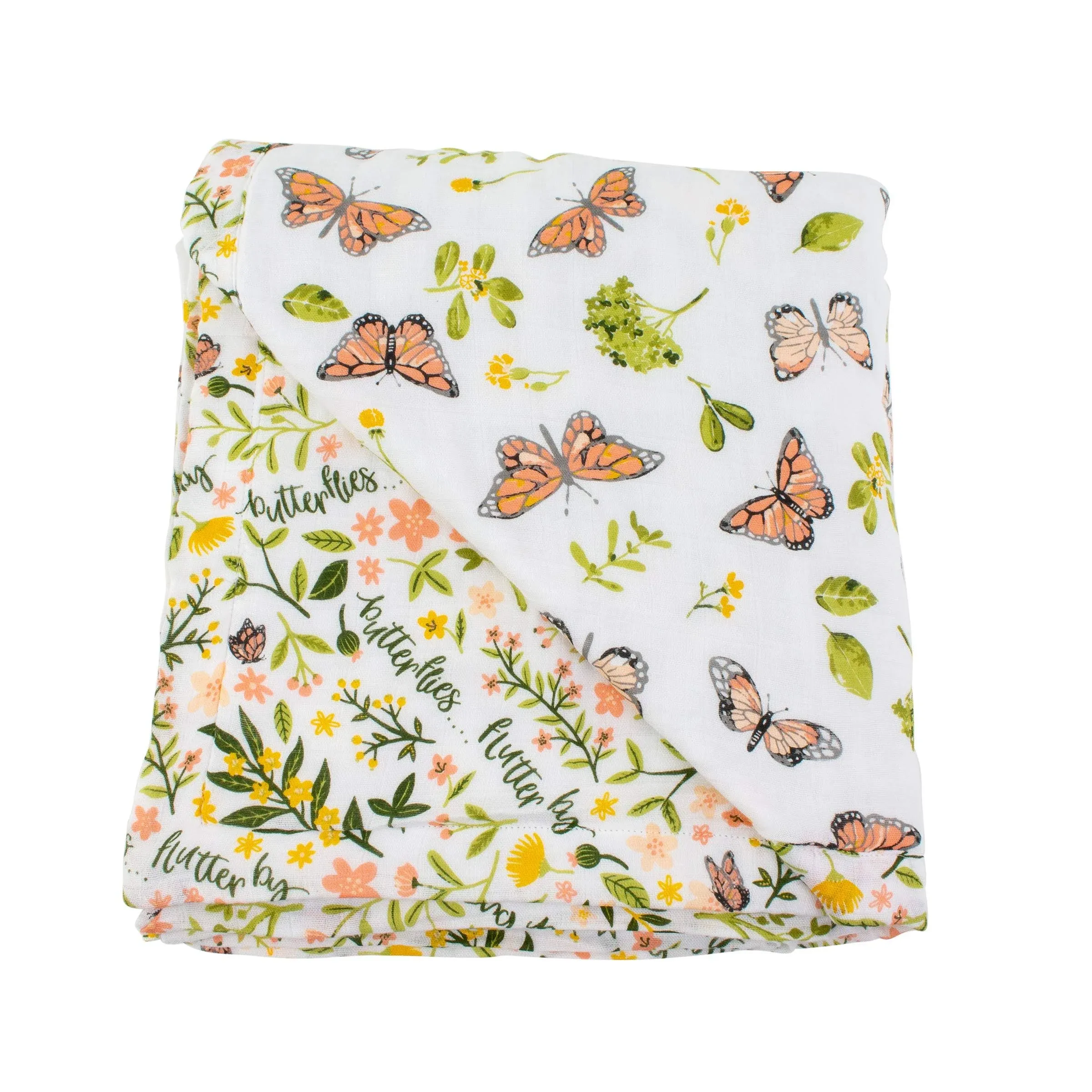 Oh-So-Soft Bamboo Blend Muslin Snuggle Blanket, Butterfly And Fluterby