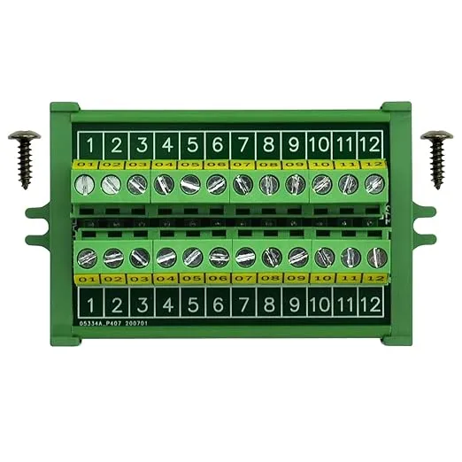 DIN Rail Mount 24A/400V 12 Position Screw Terminal Block Distribution Module