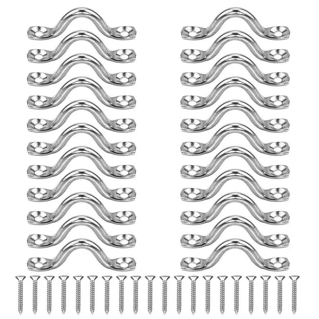 Hamineler 22pcs M5 316 Stainless Steel Eye Straps Ceiling Wall Mount U Hook with ...