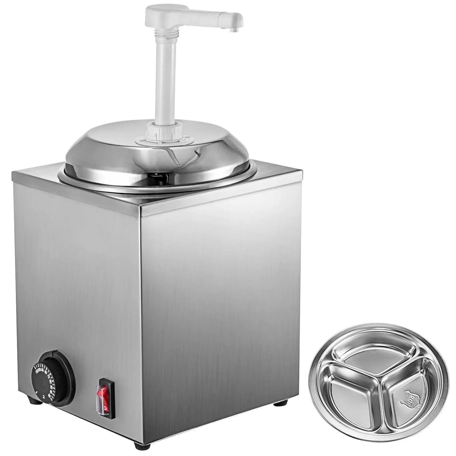 VEVOR 2.4 qt. Hot Fudge Dispenser with Pump 650 W Cheese Warmer Dispenser ...