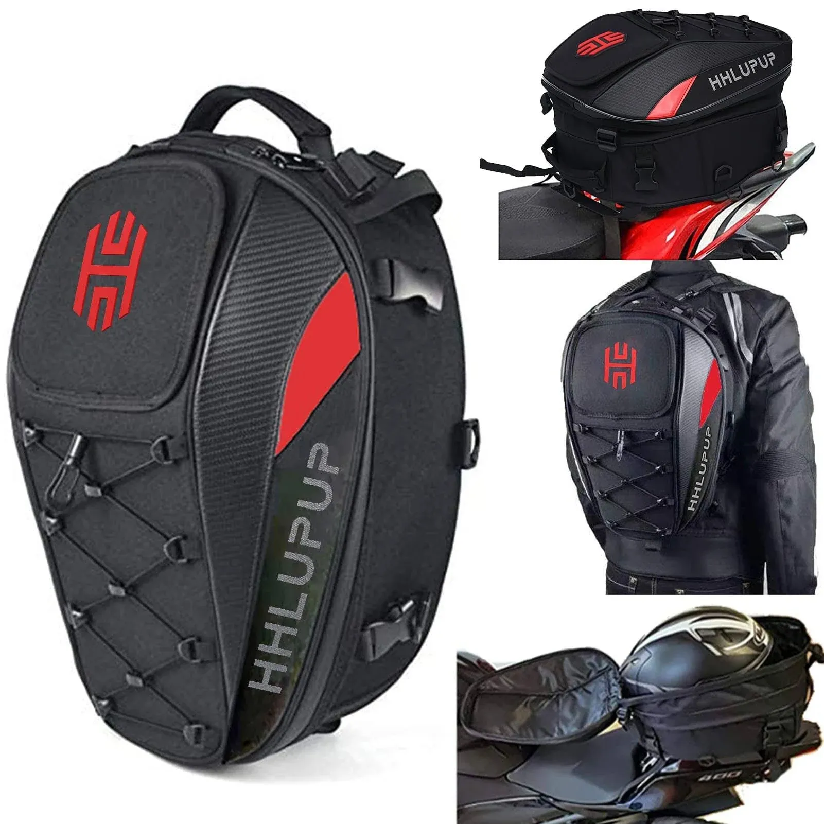 38L Waterproof Motorcycle Tail Bag, Motorcycle Backpack for Luggage