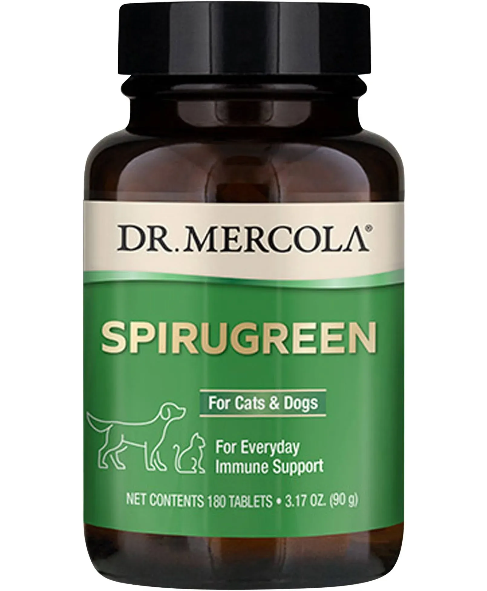 Dr. Mercola SpiruGreen Superfood for Pets - Helps Support The Immune System - For Cats, Dogs, Birds & Fish - Contains Spirulina And Astaxanthin - 180 Tablets