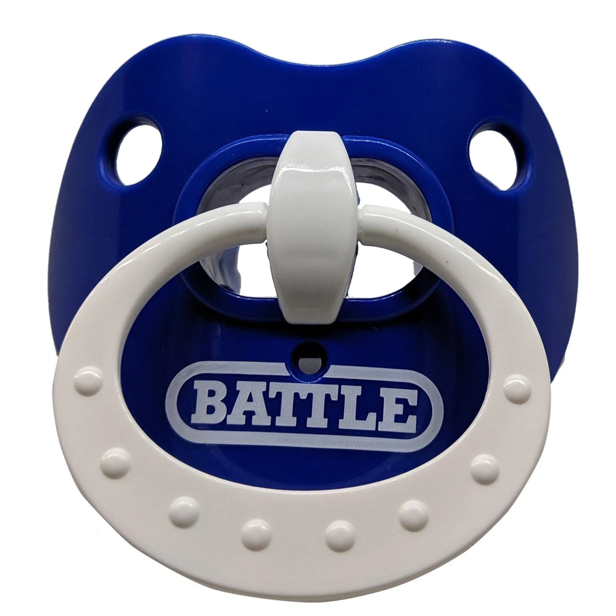 Battle Sports Binky Oxygen Football Mouthguard - Detachable Strap, Maximum Breathability, Works with Braces & No Boiling Required - Orange/White