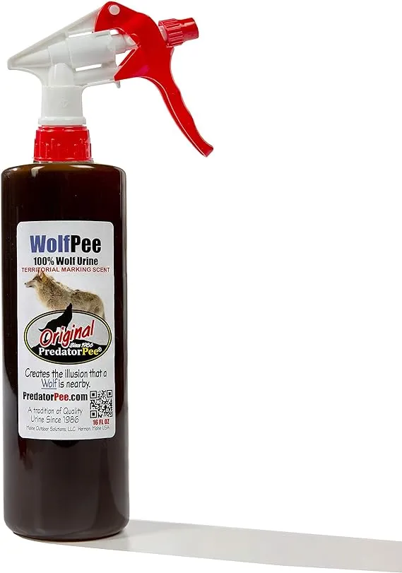 Predator Pee 100% Wolf Urine - Territorial Marking Scent - Creates Illusion that Wolf is Nearby - 16 oz