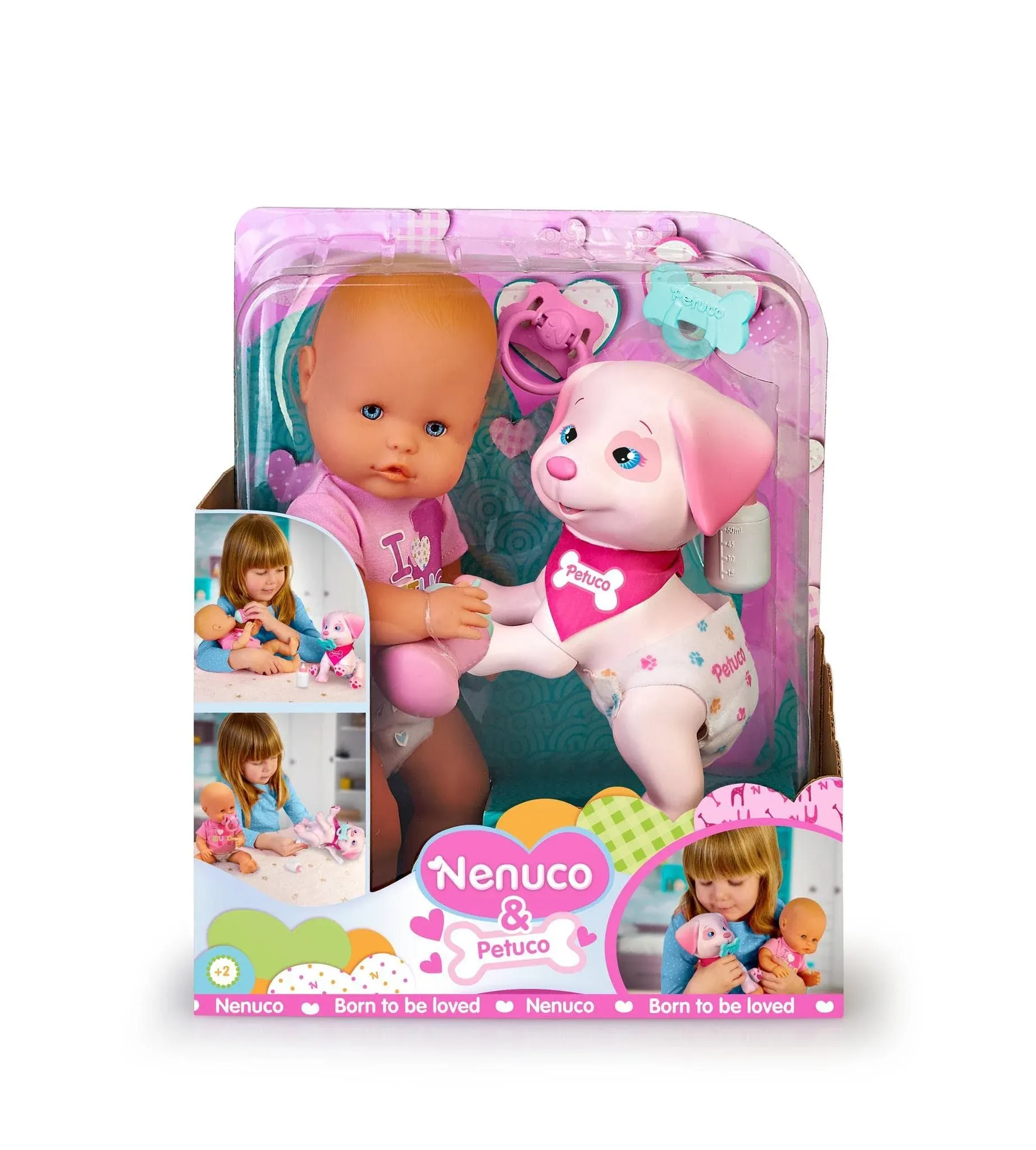 Nenuco & Petuco Baby Doll with Companion Puppy, Accessories for Baby and Puppy, 14" Doll