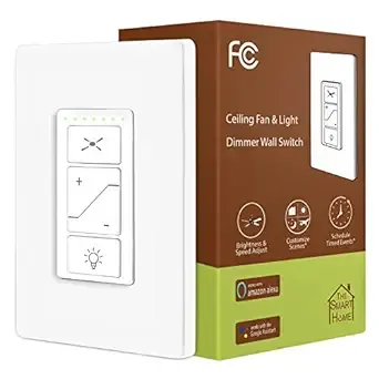 Humpptom Smart Ceiling Fan Control and Dimmer Light Switch,Single Pole Wi-Fi ...