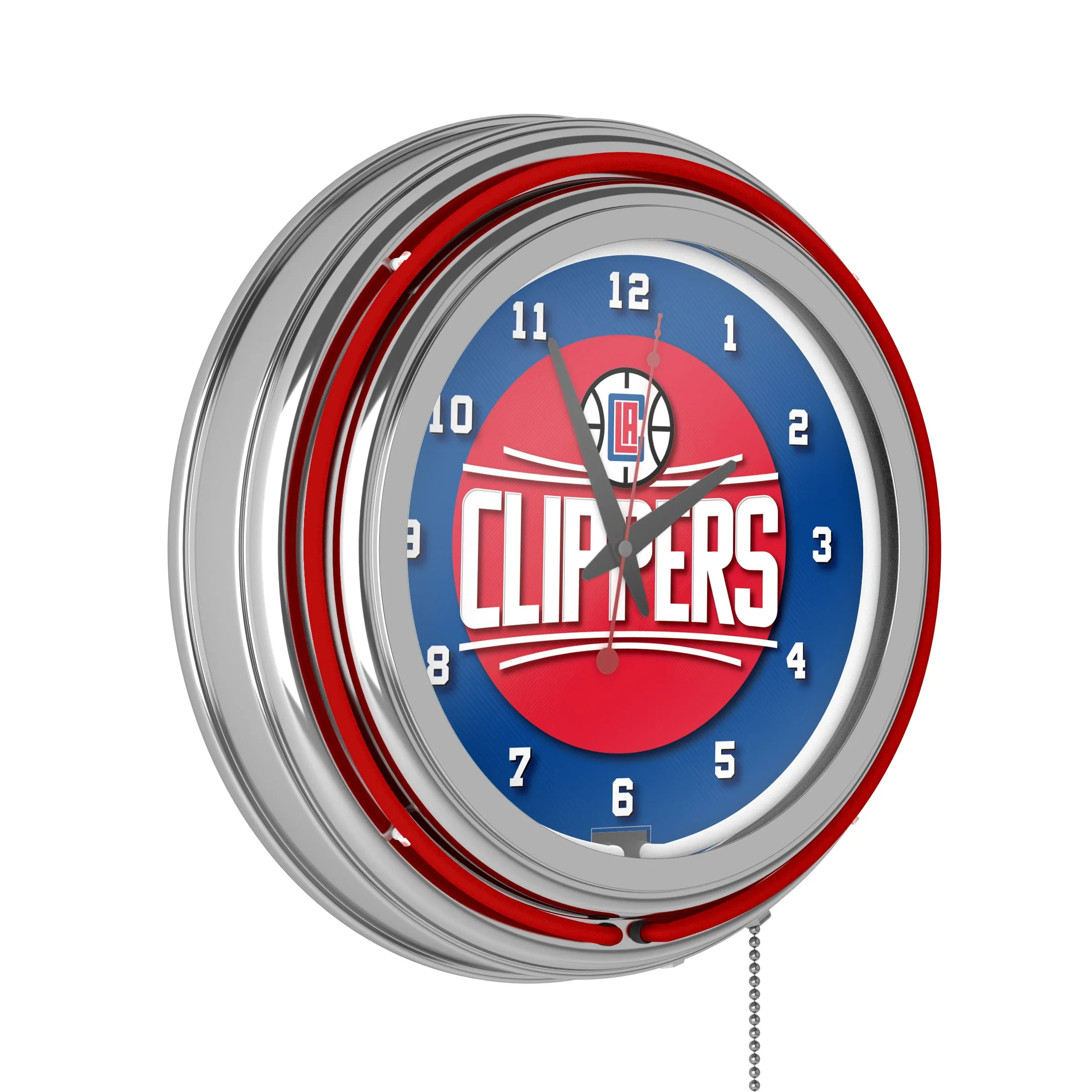 Los Angeles Clippers NBA Chrome Double Ring Neon Clock