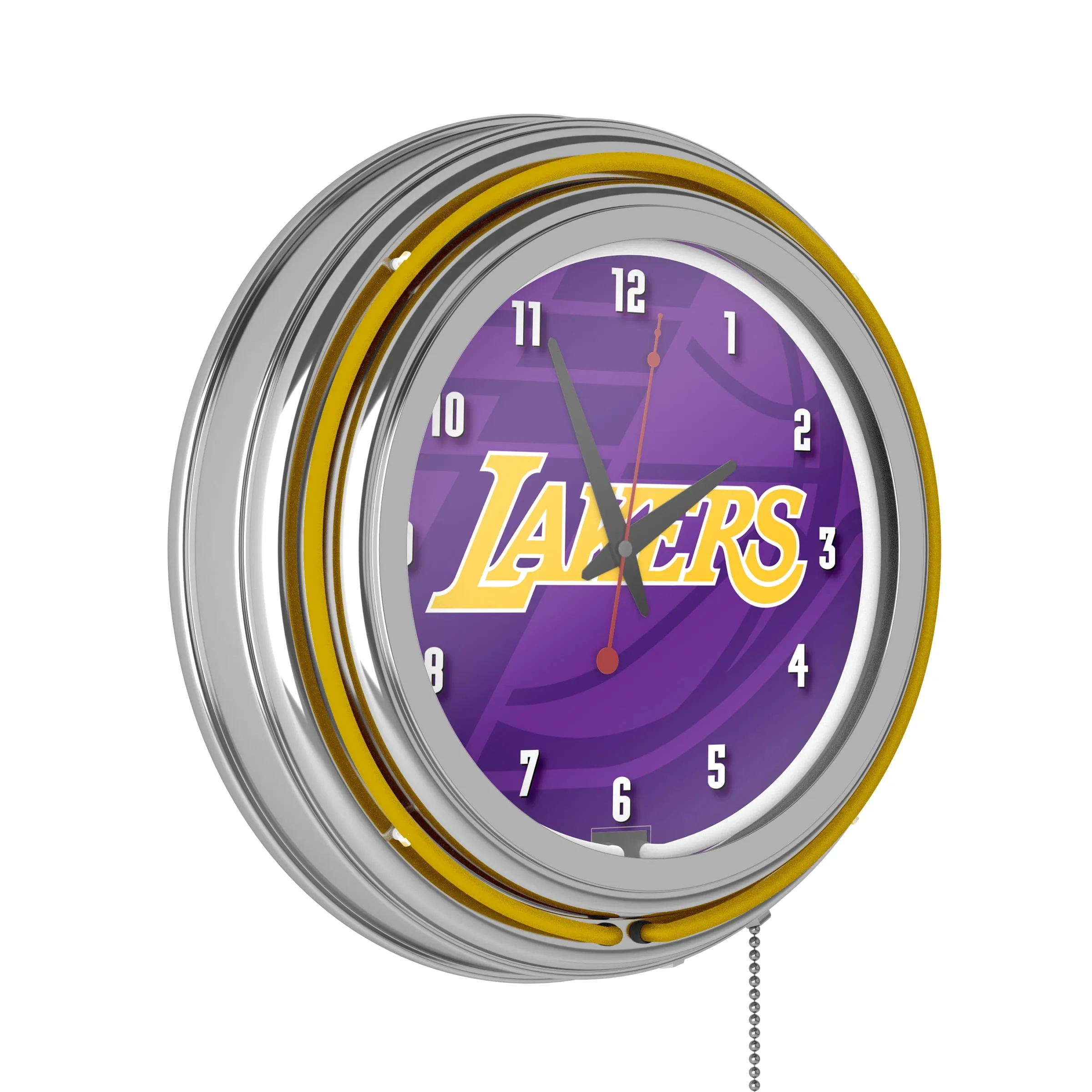 NBA Chrome Double Rung Neon Clock - Fade - Los Angeles Lakers