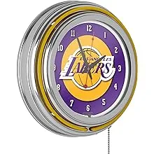 Los Angeles Lakers NBA Chrome Double Ring Neon Clock