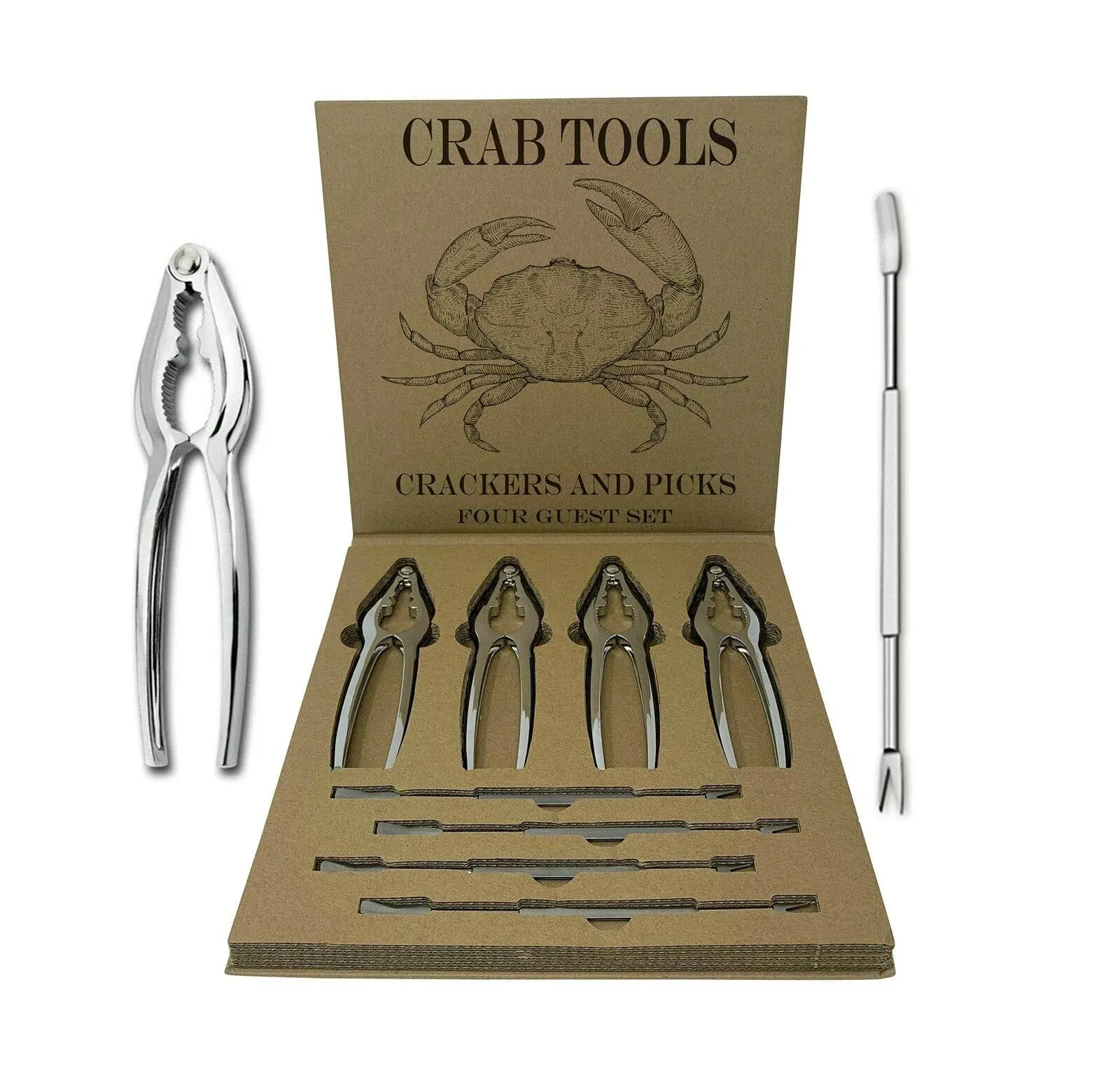 Crab and Lobster Crackers and Picks Four Guest Set – Nautical Crab Board Box ...