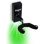 MuzicLight Light Up Guitar Wall Mount and Lit Guitar Wall Hanger Bracket or Holder for Electric Guitars or Acoustic Guitars using LED for guitar Display with ambient surround lighting (GREEN)