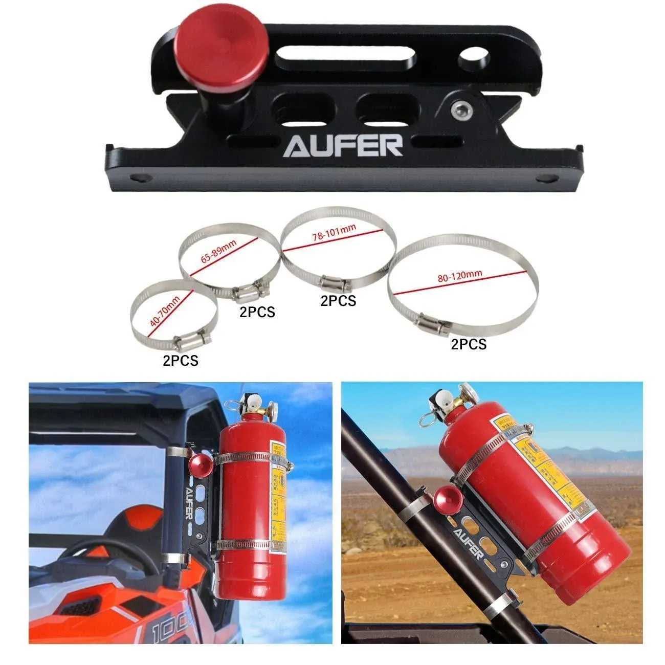 Aufer Universal Aluminum Quick Release Roll Bar Fire Extinguisher Mount Holder ...