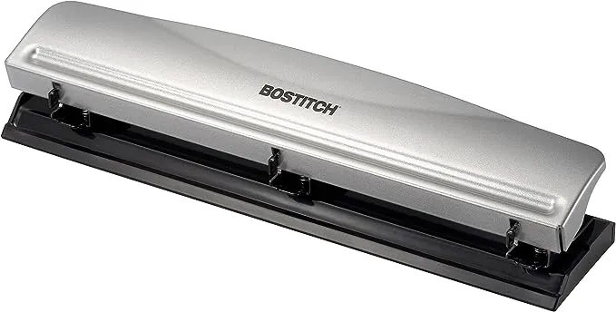 Bostitch 12-Sheet Silver/Black 3-Hole Punch