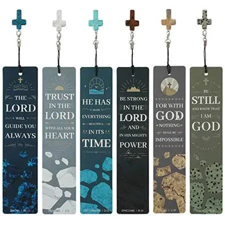 12 Pcs Bible Verses Bookmarks with Cross Pendants, Bookmark for Bible, Great Religious Christian Gifts for Men, Women, Kids, Perfect for Reading Rewards, Church Supplies, Giveaways for Sunday School.