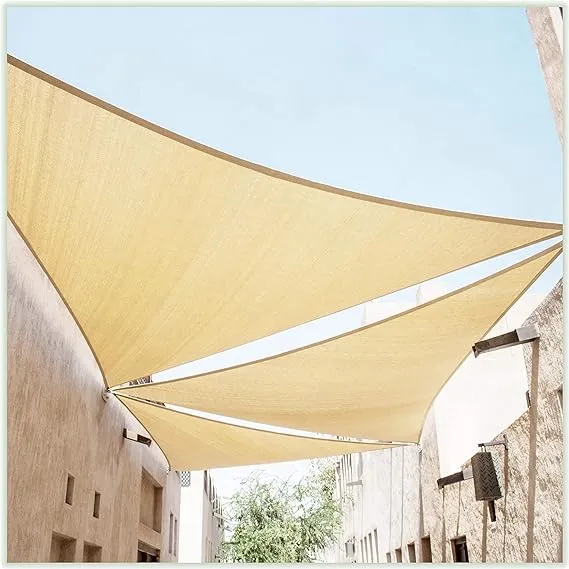 ColourTree 8' x 8' x 8' Beige Triangle Sun Shade Sail Canopy Mesh Fabric UV Block UPF50 - Commercial Heavy Duty - 190 GSM - 3 Years Warranty (We Make Custom Size)