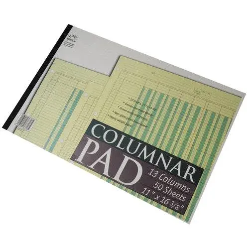 Norcom Columnar Pad 13 Columns, 11 x 16.375 Inches, 50-Sheets, Green (76713-10)