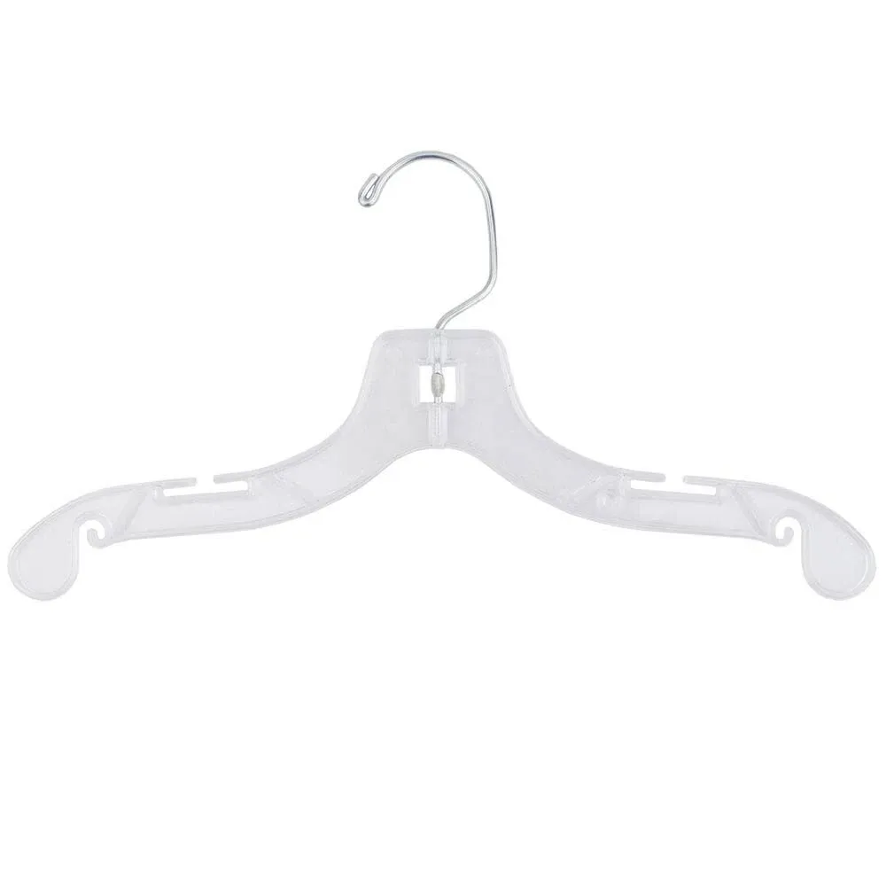 NAHANCO 412 Clear Plastic Children's Dress Hangers, Swivel Metal Hook and Notches for Straps, Super Heavy Weight, 12" - (Pack of 100)