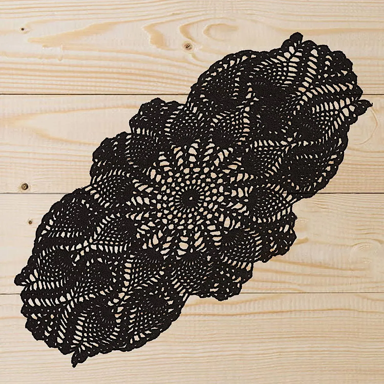 One Piece 23 x 12 Inch Oval Doilies Crochet for Dressers and End Tables Crafts Disposable Small Halloween Valentines Doilies Cloth Lace Placemats Coasters Black Cotton Vintage Tablecloth