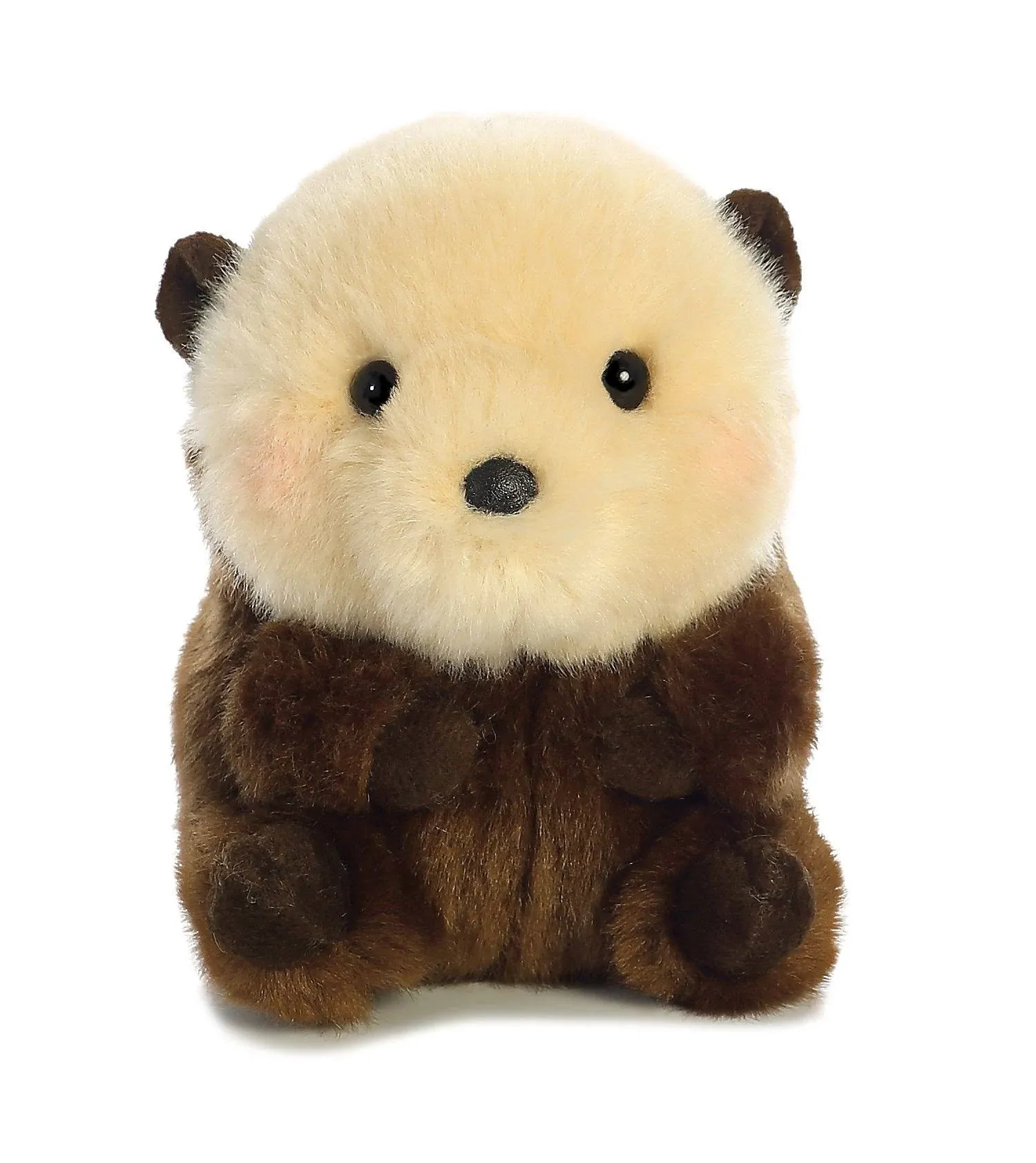 Aurora - Mini Brown Rolly Pet - 5&#034; Smiles Sea Otter - Round Stuffed Animal