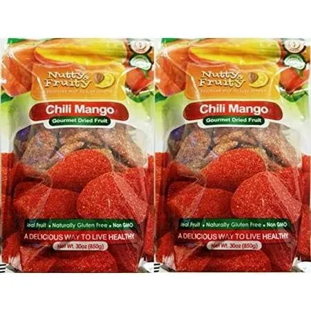 2 Packs Nutty &amp; Fruity Chili Mango Gourmet Dried Fruit 30 oz Each Pack