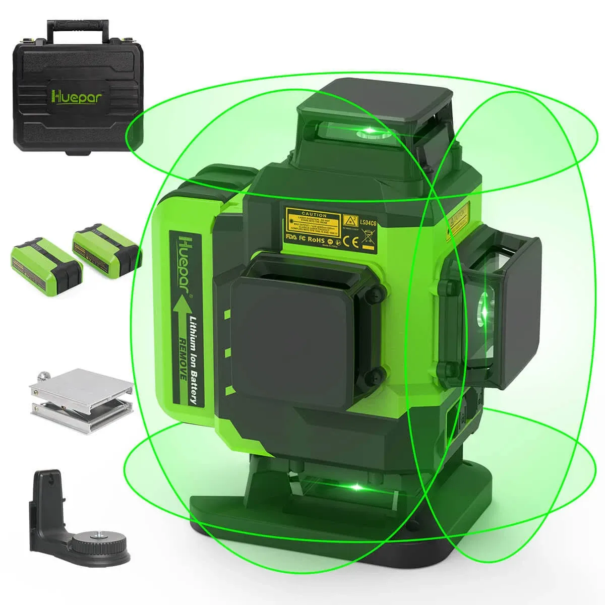 Huepar 4x360 Laser Level Self-Leveling 16 Lines 4D Green Laser Cross Line  ref2