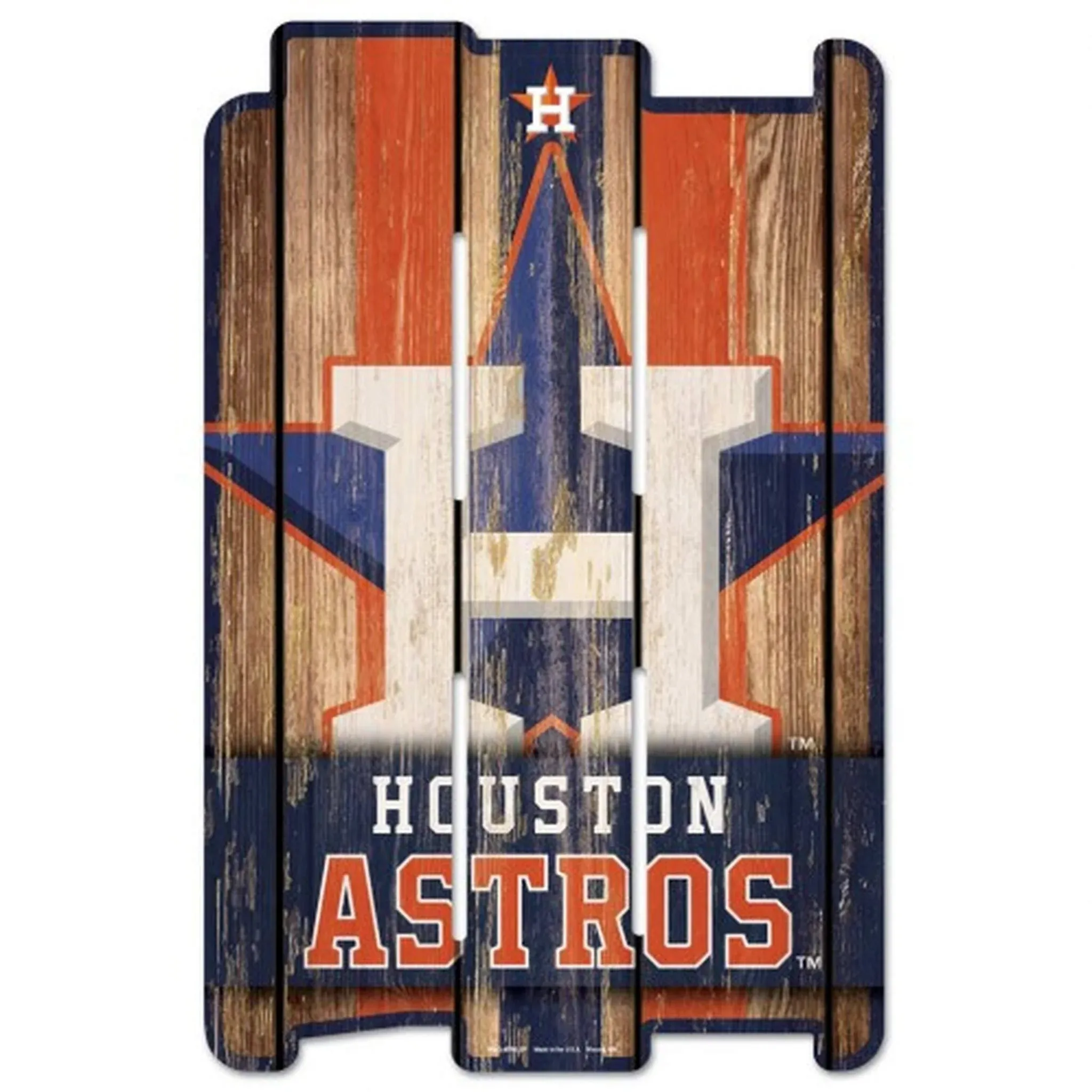 Houston Astros Sign 11x17 Wood Fence Style