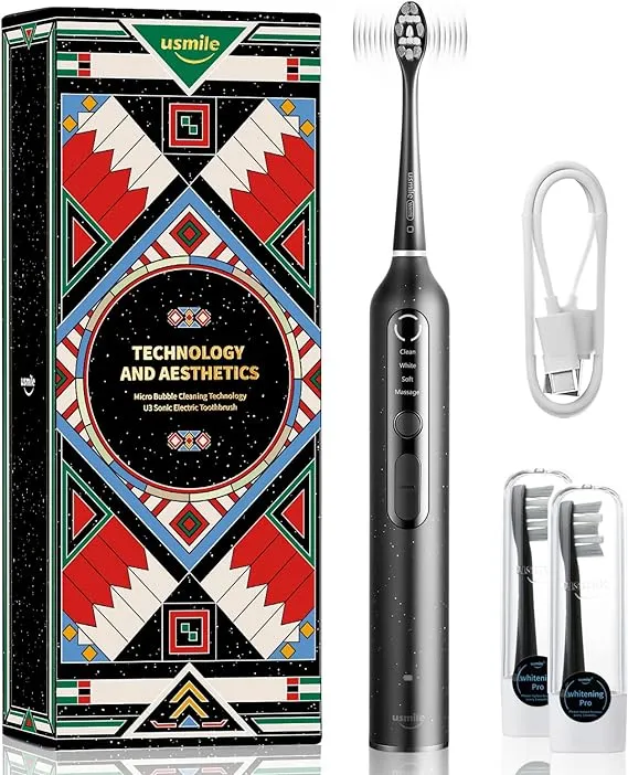 usmile U3 Electric-Tooth<wbr/>brush for Adults, Patented Sonic Tech, U3, Black 