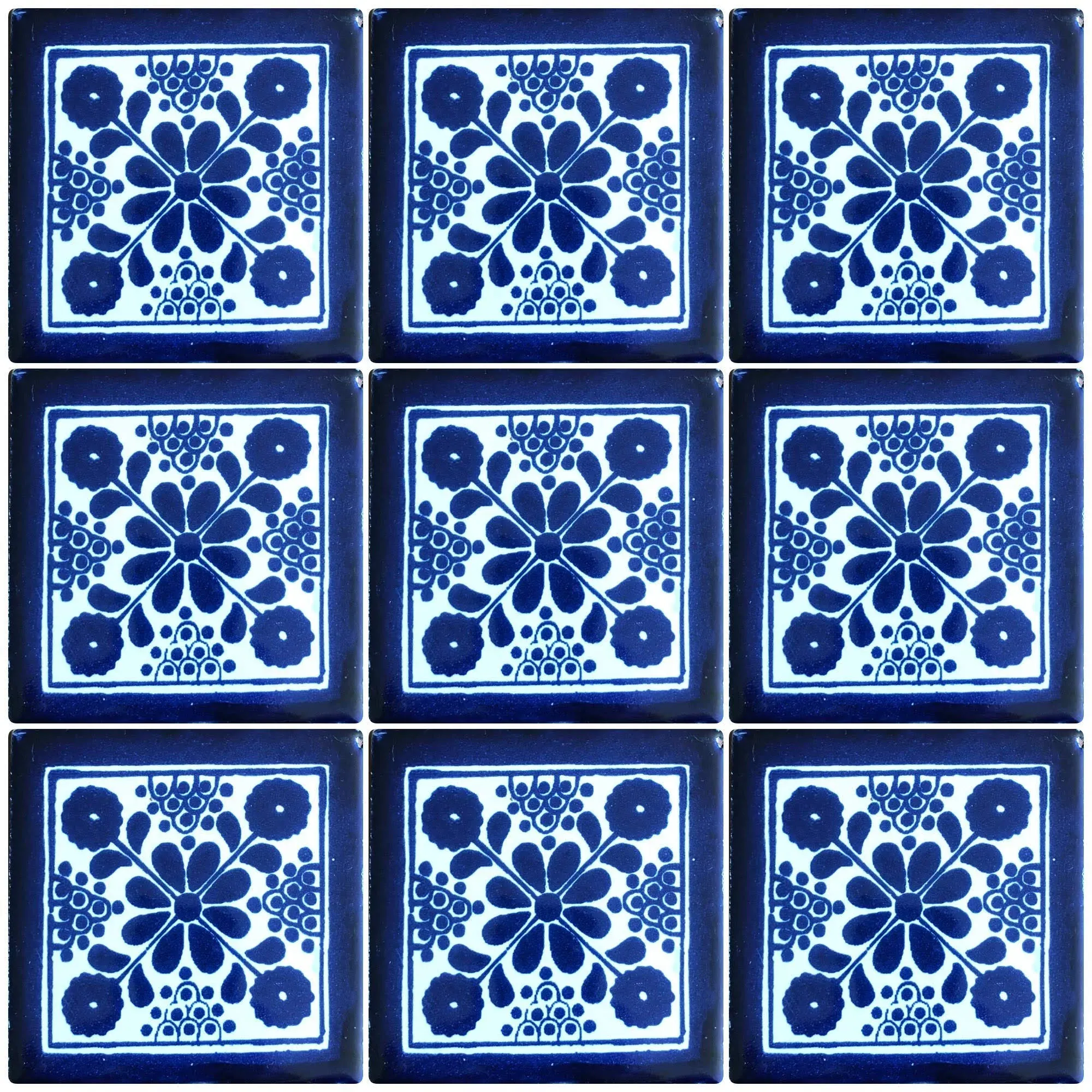 Ceramic Talavera Mexican Tile 4x4&#034;, 9 Pieces A1 Export Quality! - EX27 