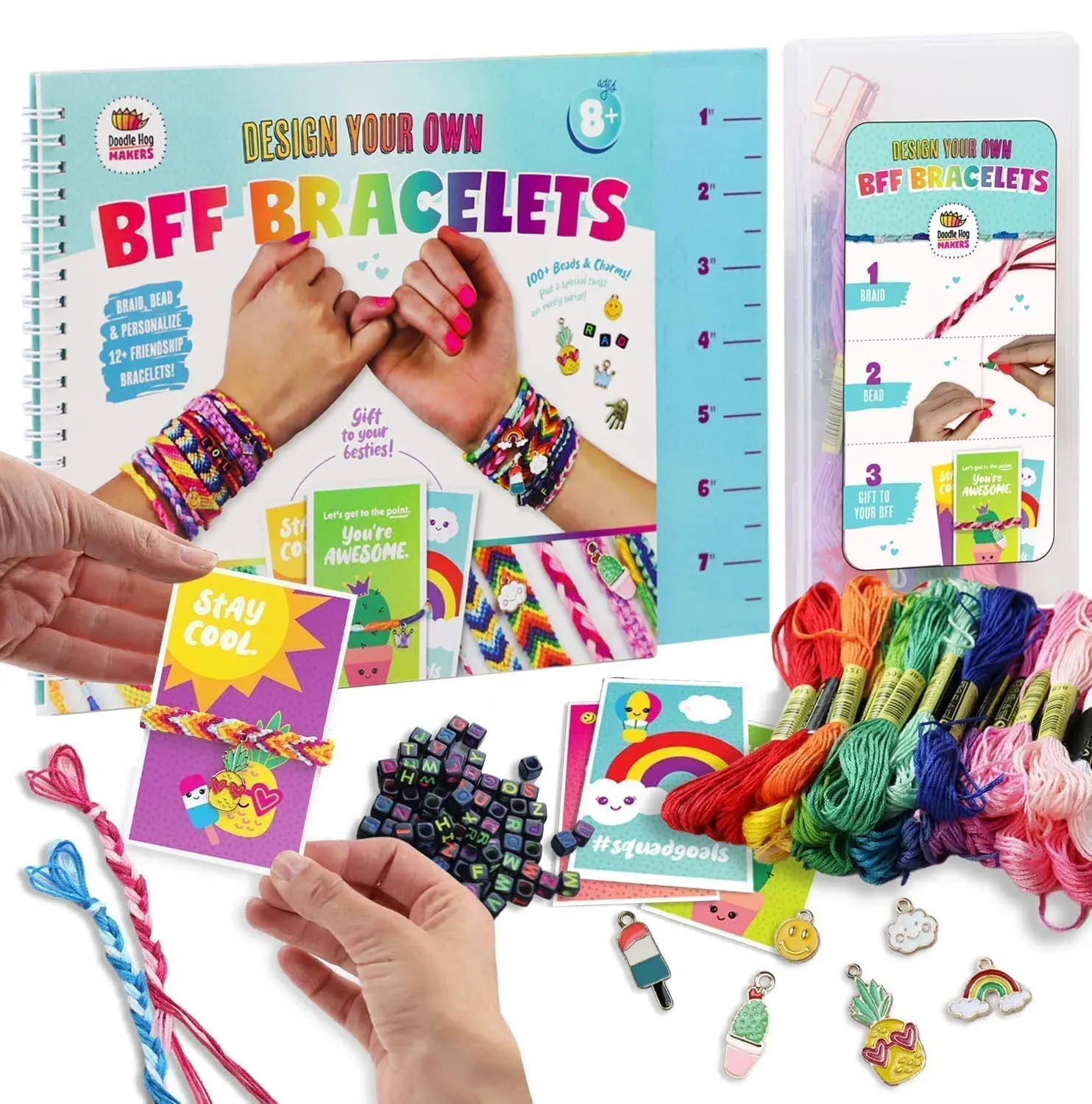 Friendship Bracelet Kit with Alphabet Beads, Floss, String &amp; Bracelet Charms ...