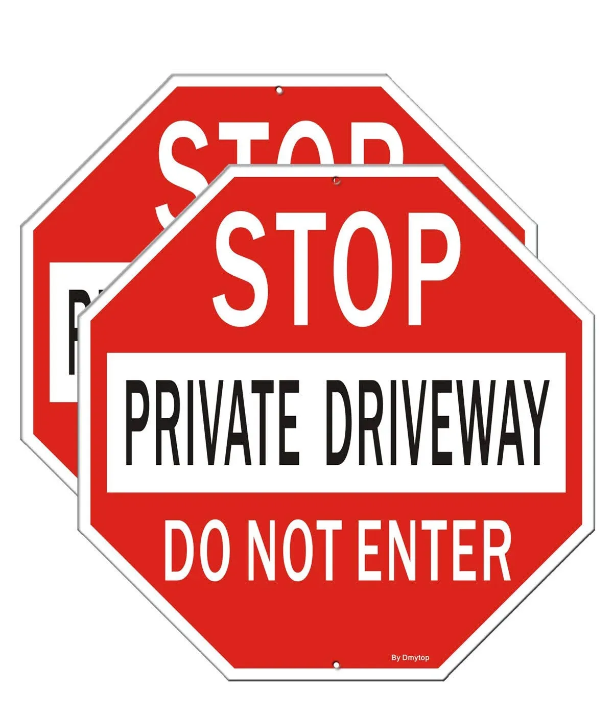 Stop Sign Private Driveway Do Not Enter 12 x 12 x 0.04 Inches, Red - 2 Pack 