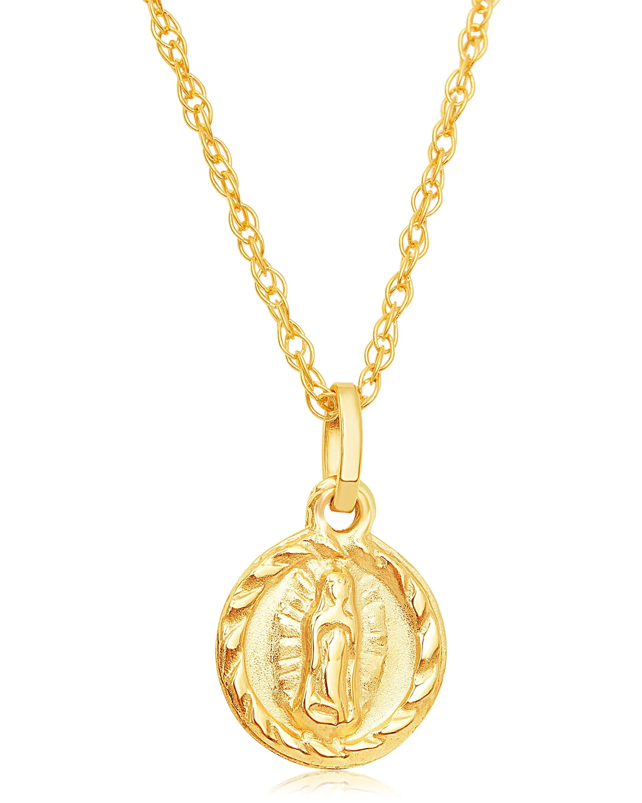 Kids Collection 14K Yellow Gold Virgin Mary Medal Necklace