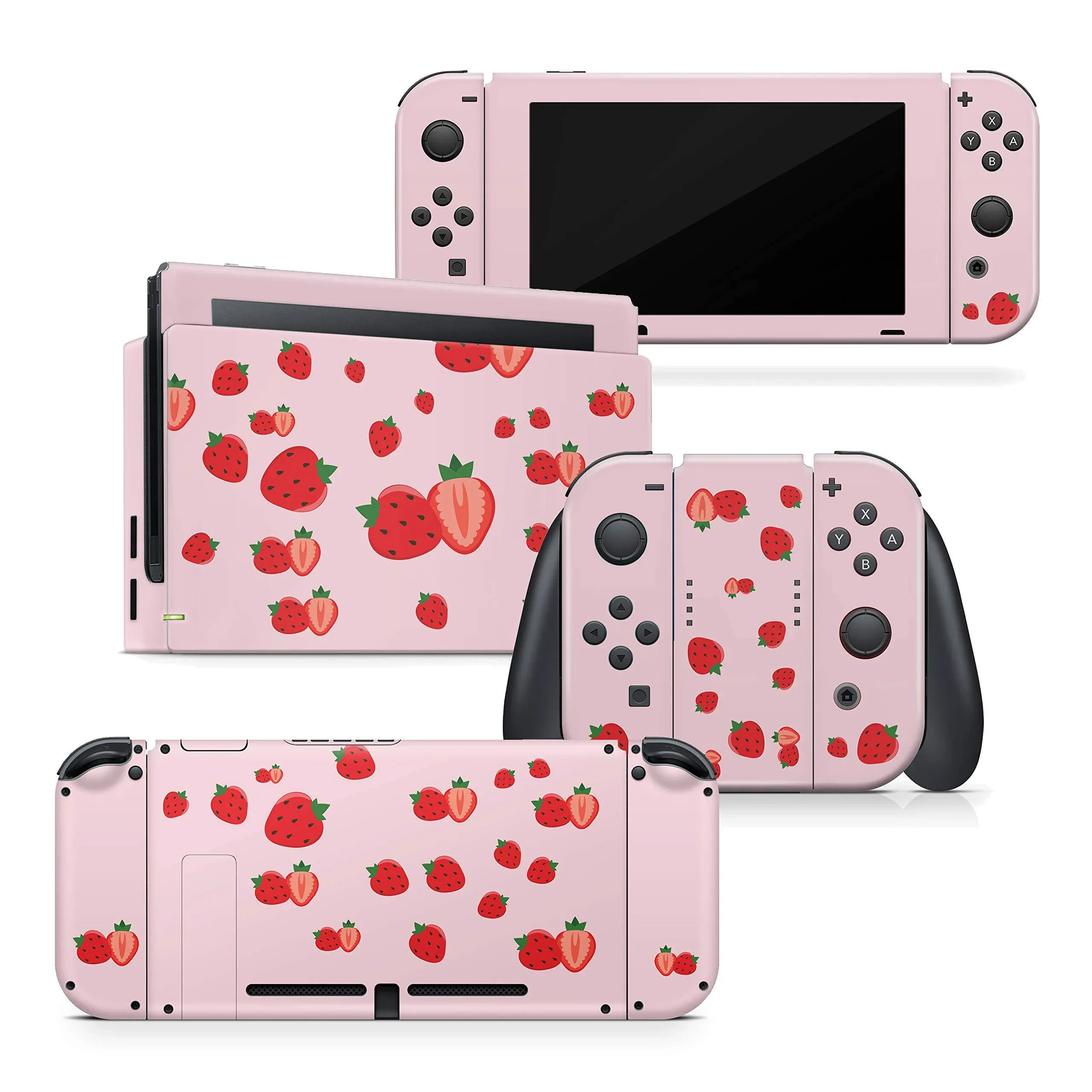 Strawberrys Skin Compatible with Nintendo Switch Vinyl 3m Stickers Cute Pink