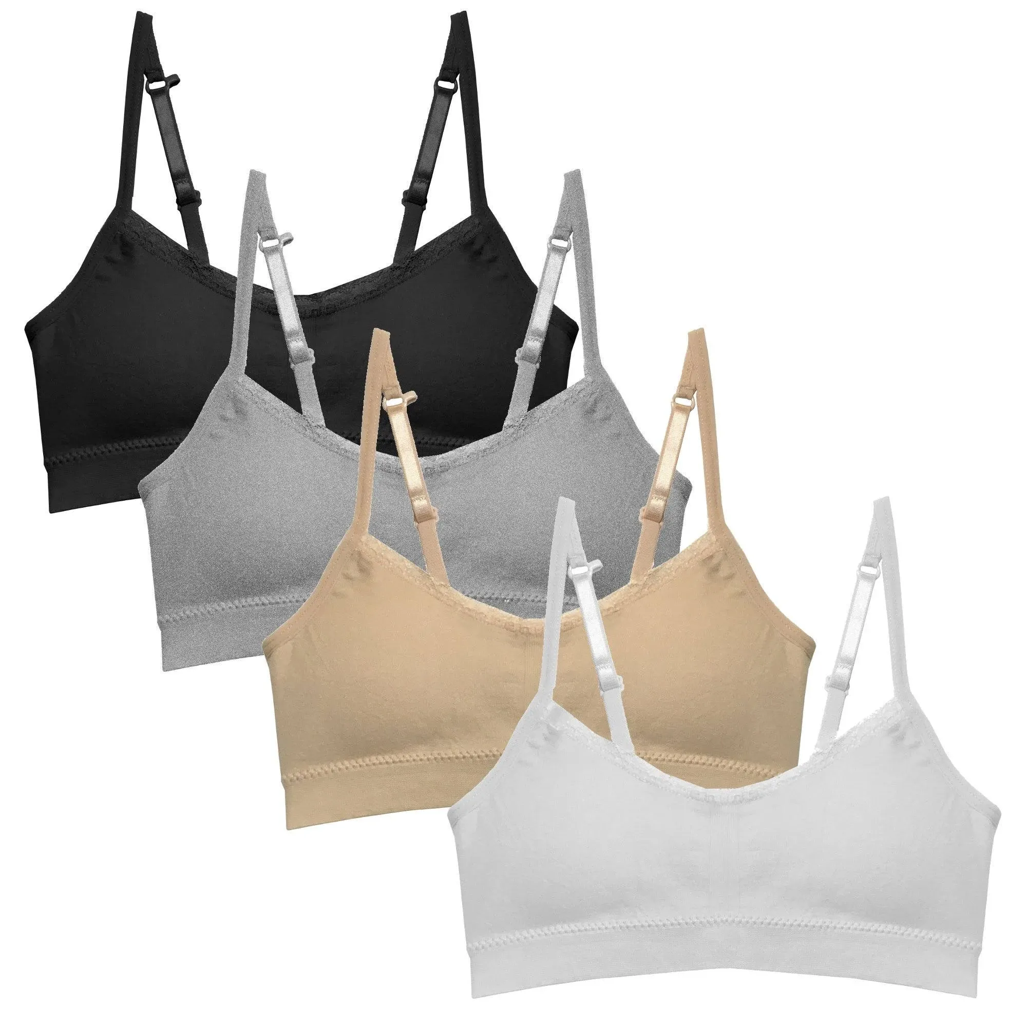 Popular Girls Bras 4 Pack Seamless Cami Bra With Removable Padding