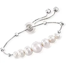 Ross-Simons 4-9.5mm Cultured Pearl Bolo Bracelet in Sterling Silver