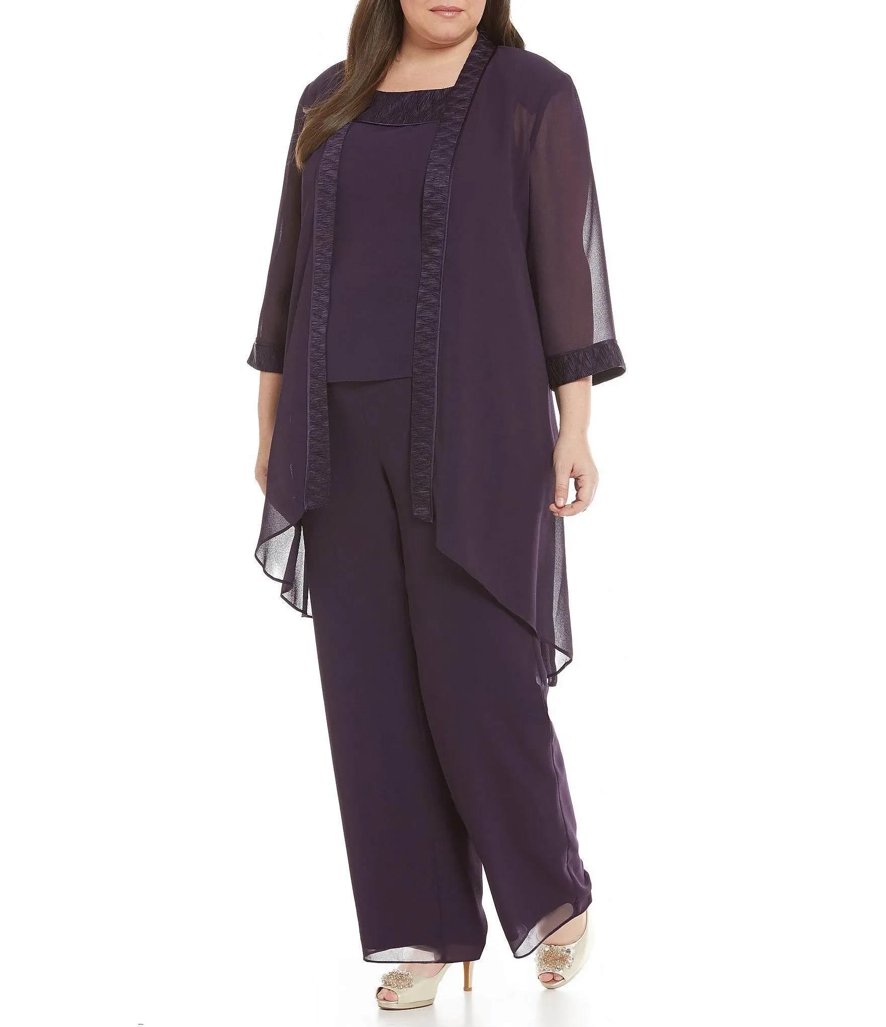 Le Bos Women's Fortuny Trim Long Jacket Pant Set