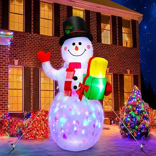5 Ft Inflatable Snowman Christmas Outdoor Decoration Blow Up Snowman with Upgrade Rotating LED Lights for Holiday/Party/Xmas/Yard/Garden Decorations
