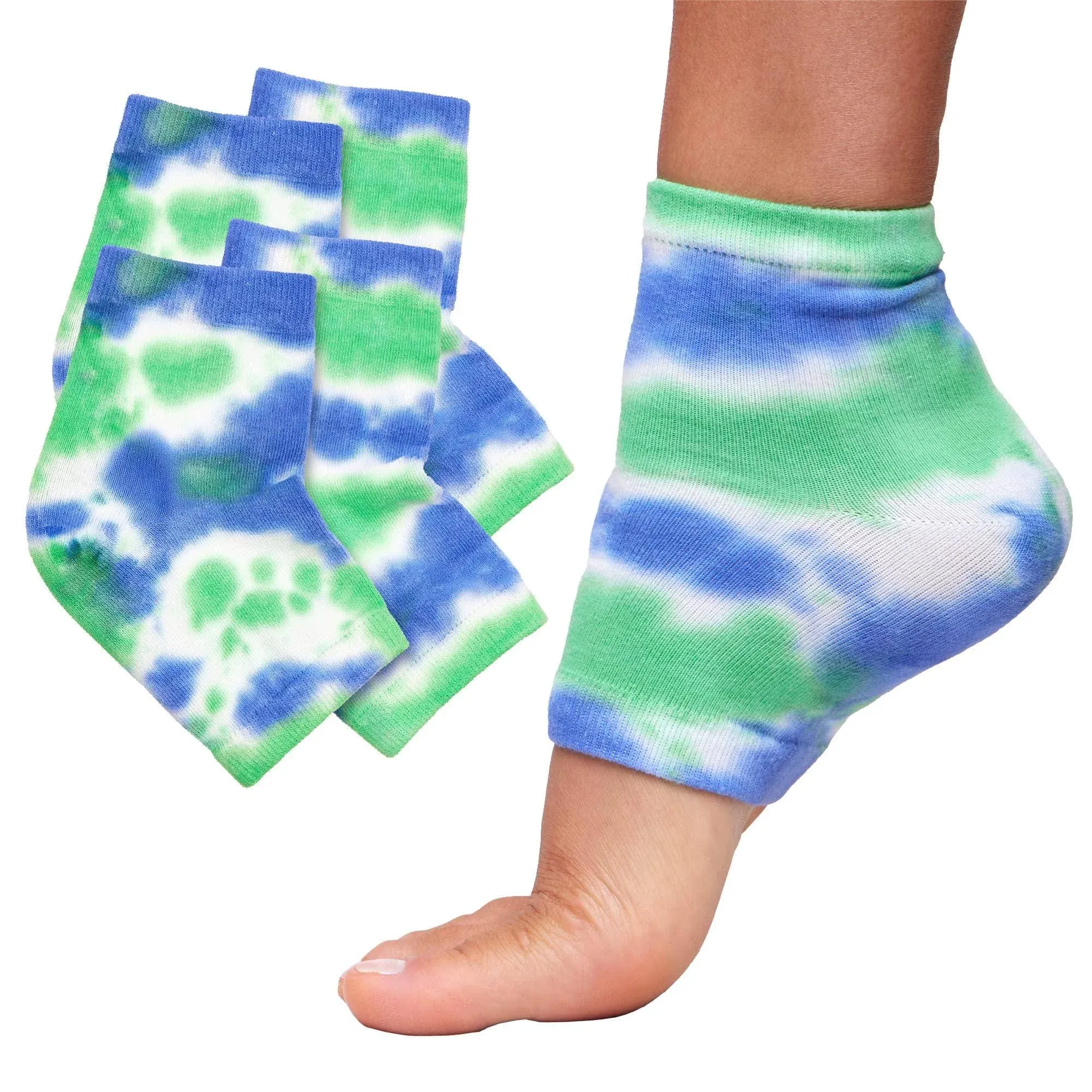 ZenToes Moisturizing Heel Socks 2 Pairs Gel Lined Toeless Spa Socks to Heal and Treat Dry, Cracked Heels While You Sleep (Regular, Black Tie Dye)