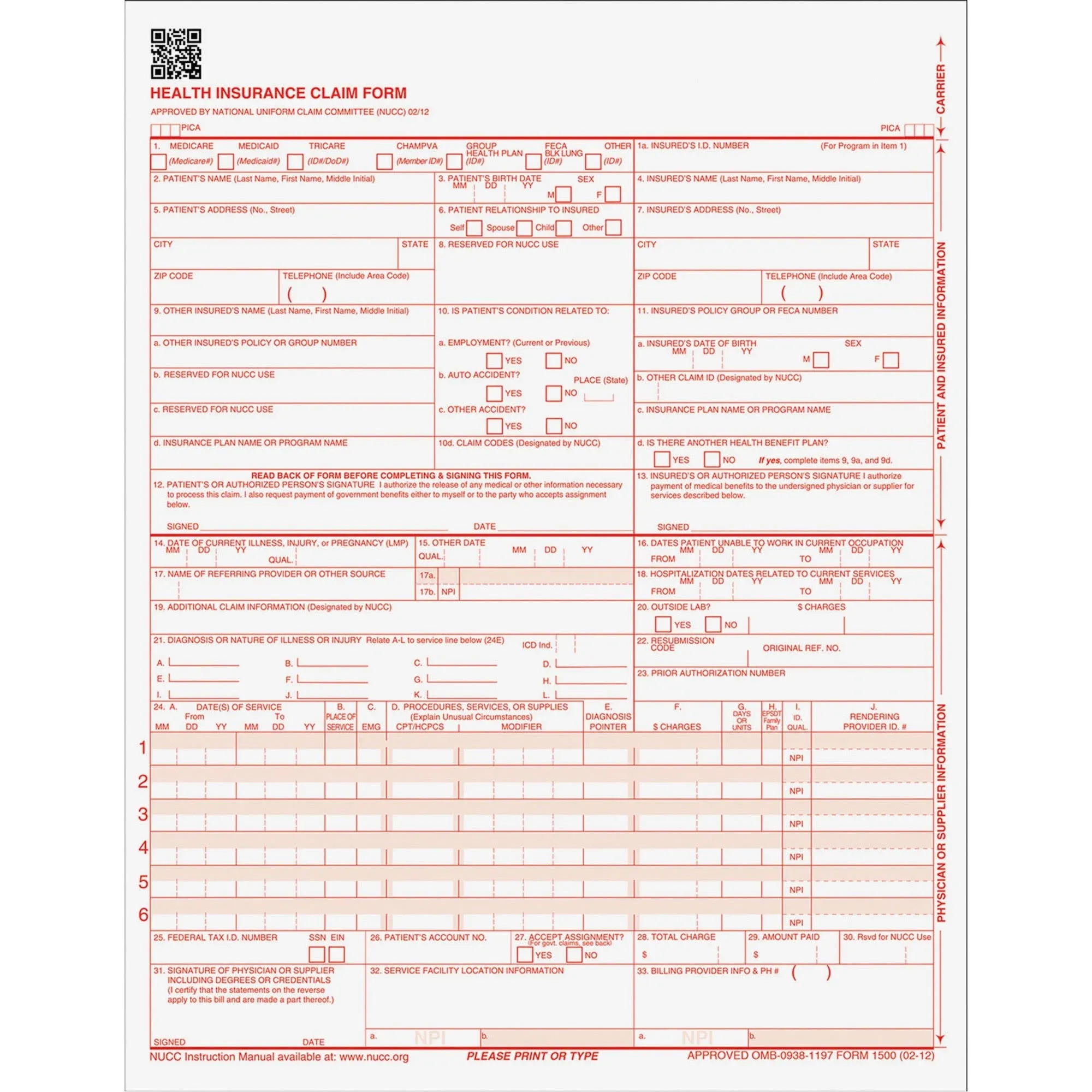 Tops Centers for Medicare and Medicaid Services Forms, 8 1/2 x 11, 500