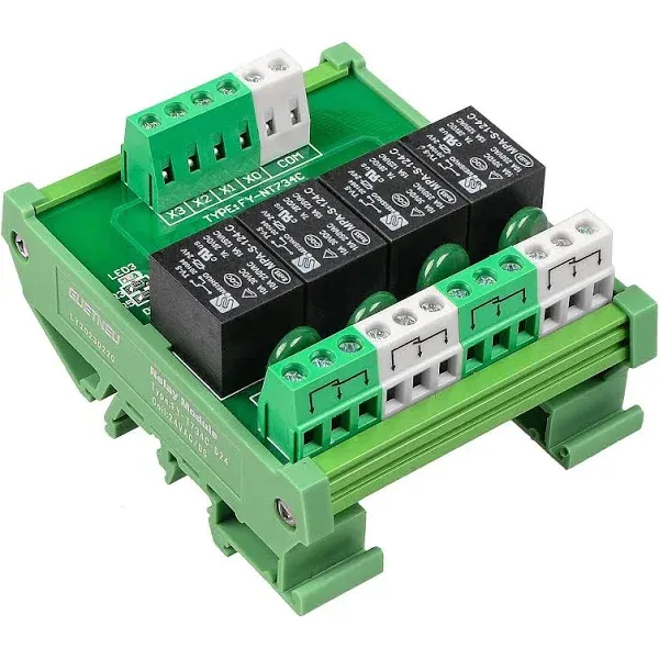 Relay Board Relay Module 4 Channel 1 SPDT DIN Rail Mount 24V DC/AC Relay Modu...