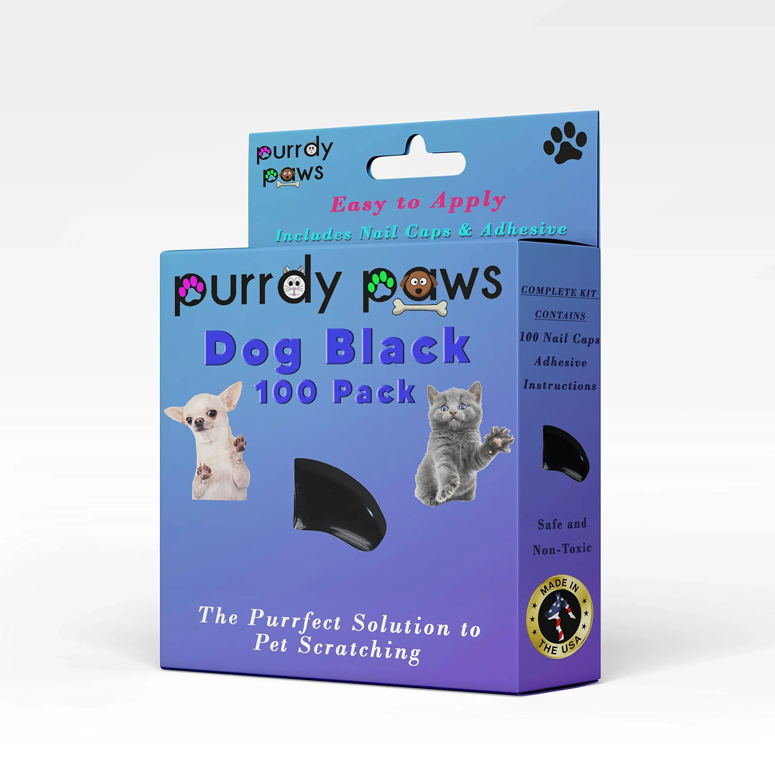 Purrdy Paws Soft Nail Caps for Dog Claws Black Small