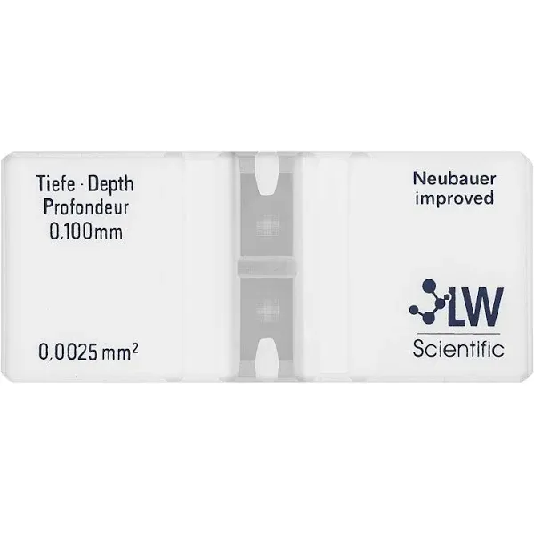 LW Scientific CTL-HEMM-GLDR Hemacytometer, Neubauer Bright Line, Double-Counting Chamber