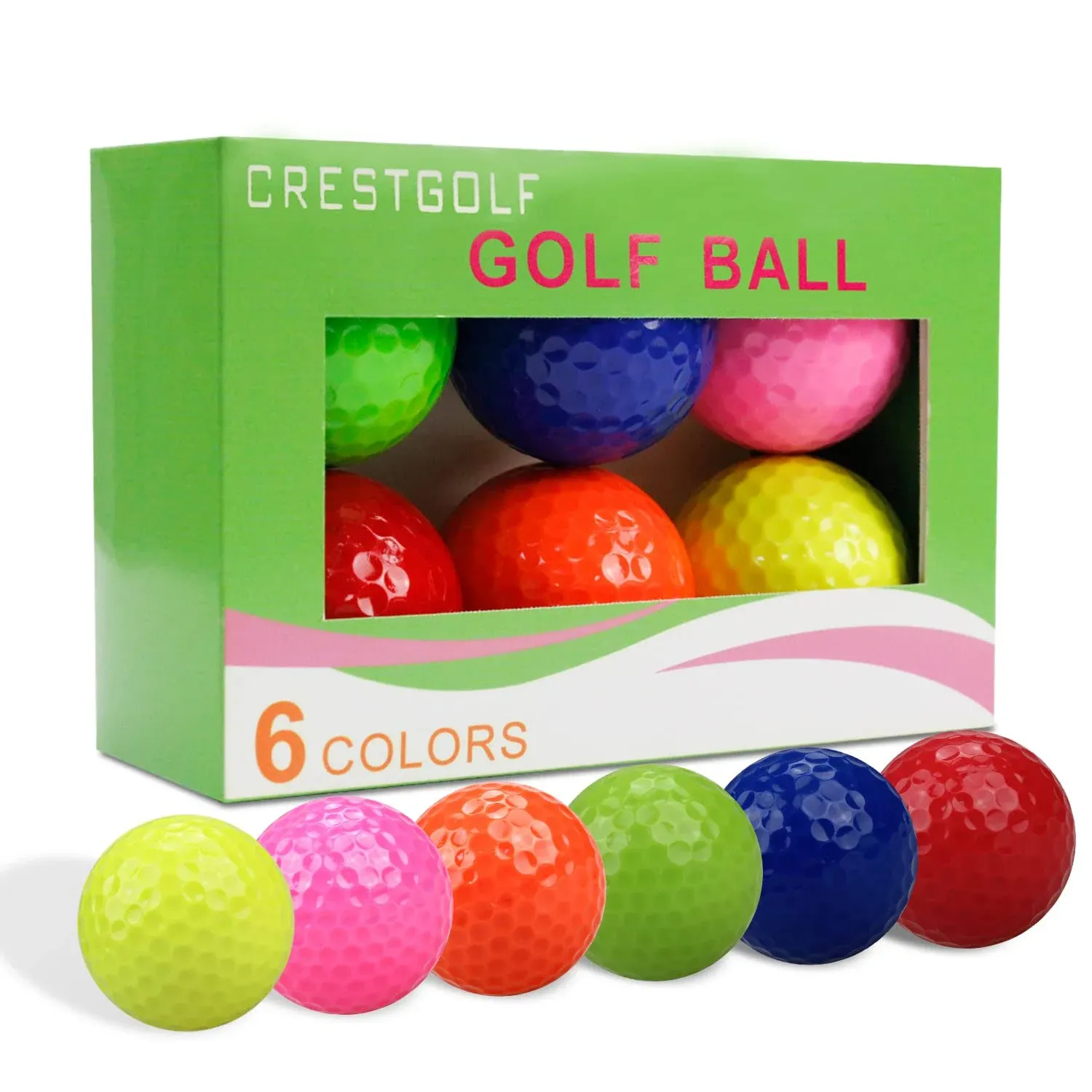 Crestgolf Colored Class Practice Golf Balls Pack of 6