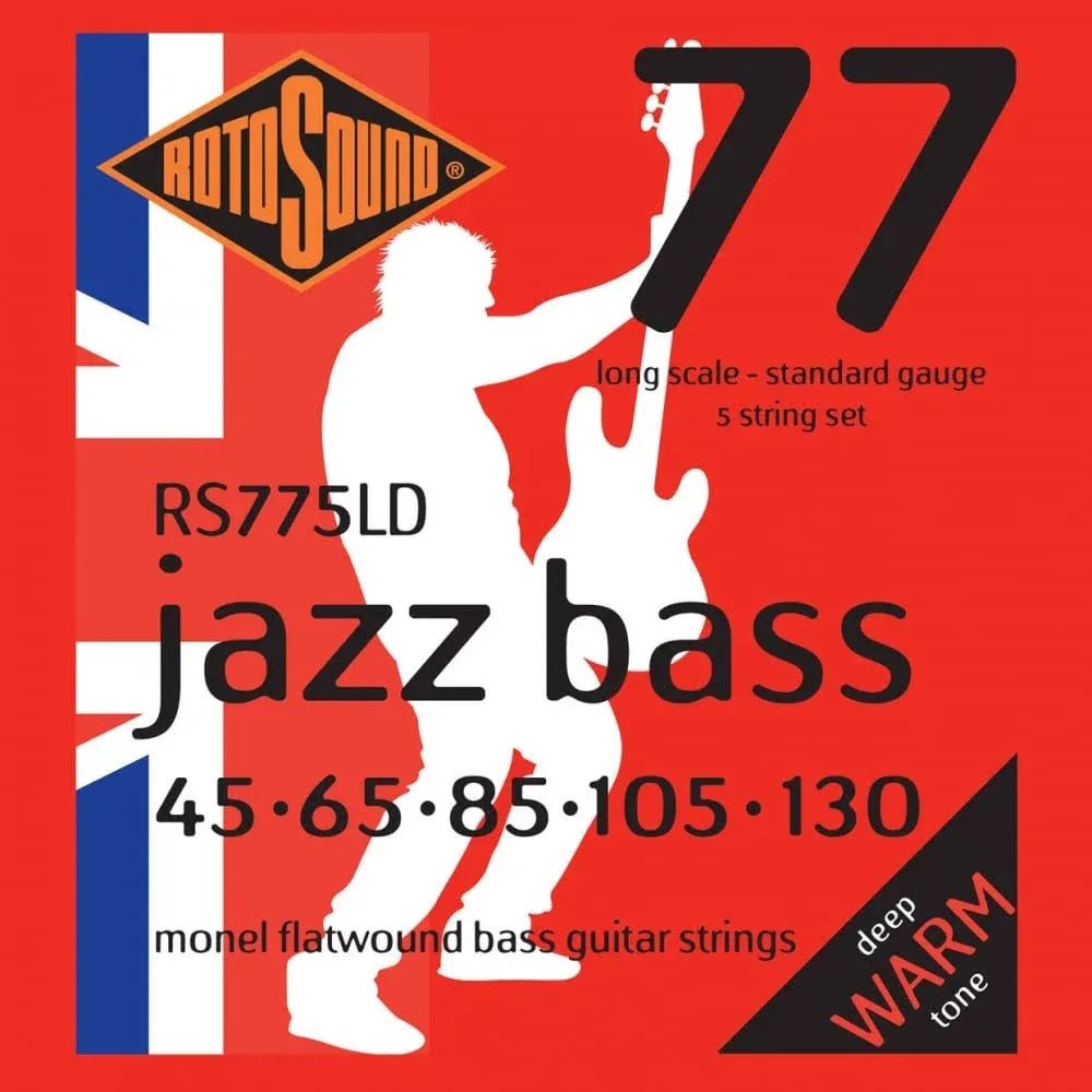 Rotosound RS775LD Jazz Bass 77 Monel Flatwound Bass Guitar Strings - 5 String