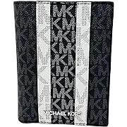 Michael Kors Jet Set Travel Passport Case Wallet MK Signature Multi Color (Black Silver)