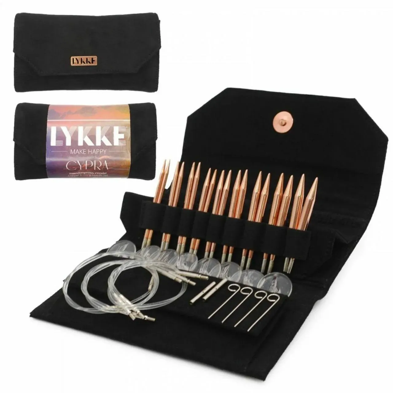 Lykke 3.5" Cypra Interchangeable Needle Set, Black Vegan Suede Case