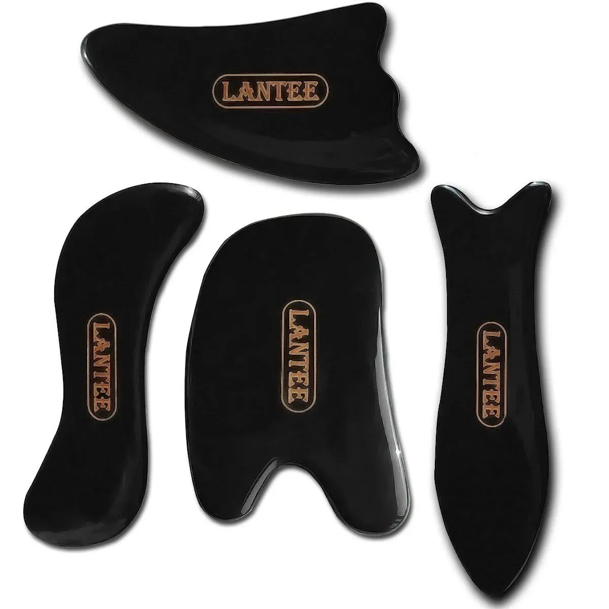 Lantee Chinese Gua Sha Scraping Massage Tools Kit, Hand Made Buffalo Horn Guasha Scraper Board for Facial/Ankle/Neck/Muscle Scraping