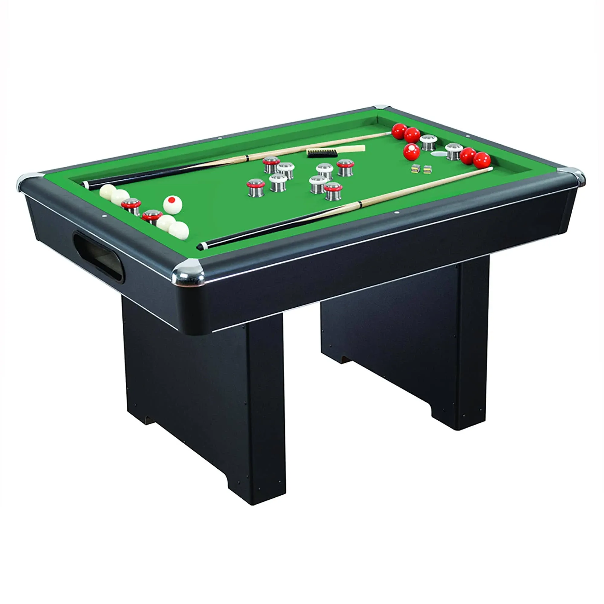 Hathaway Renegade 54-in Slate Bumper Pool Table – Includes Cues, Billiard Balls, Accessories – Multi Game for Adults & Kids – Rubber Action Bumpers – Family Game Room – Green Felt with Black Finish