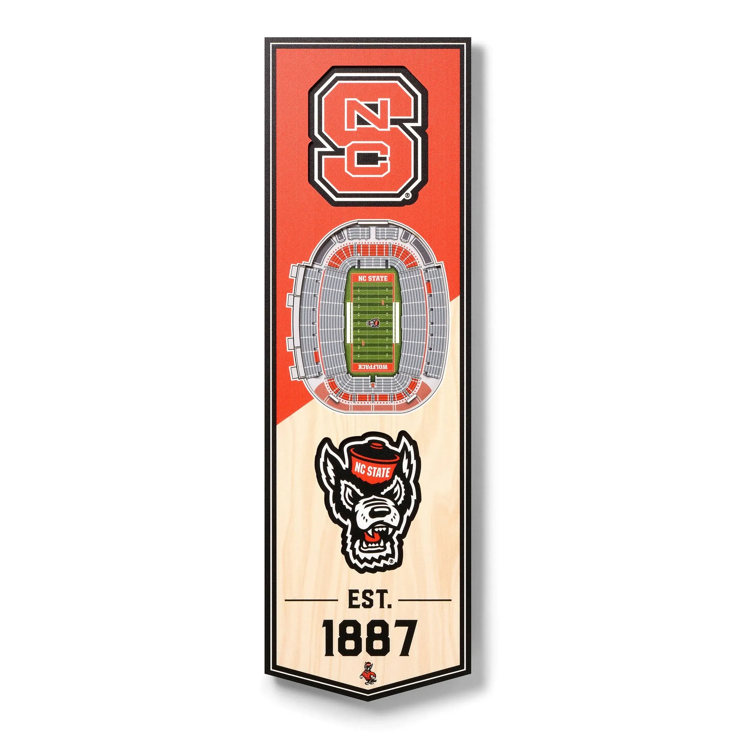 North Carolina State Wolfpack 6" x 19" 3D Stadium Banner Wall Art