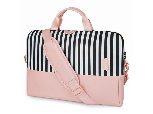 Zell Laptop Bag For Women, 15.6 Inch Laptop Case Slim Computer, Work Briefcase, For Travel, Pink Stripes