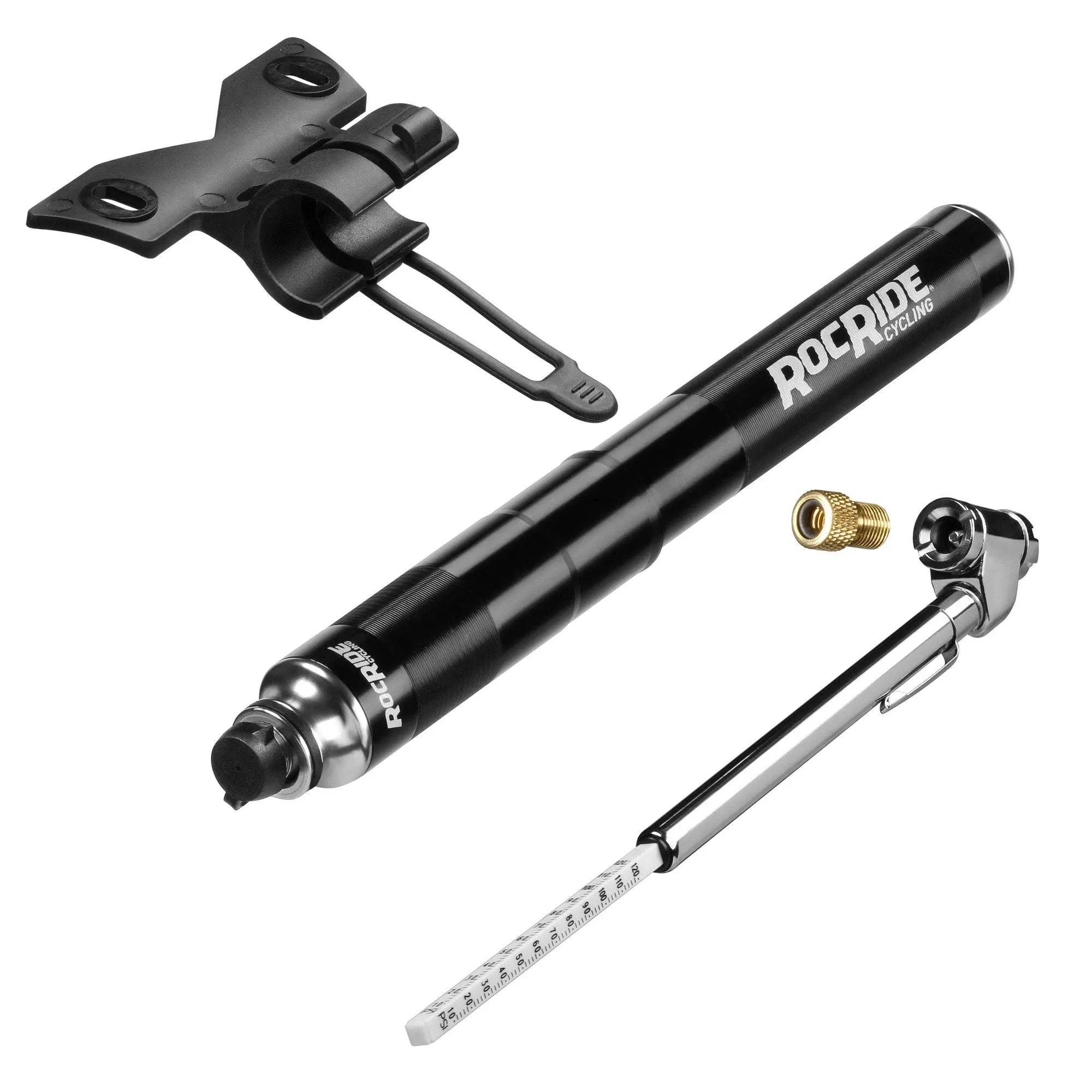 Mini Bike Tire Pump with Pencil Tire Pressure Gauge Inflates to 120 PSI and Works with Schrader and Presta Valves. Portable Hand Air Pump Includes Bicycle Frame Mount.